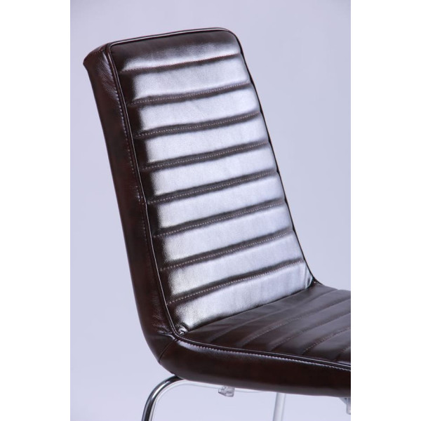 Стілець AMF Рандеву хром Мадрас дарк браун-4