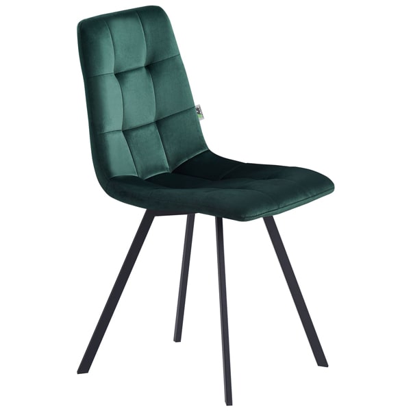 Стілець AMF Harlem Чорний-Темно-зелений велюр-1