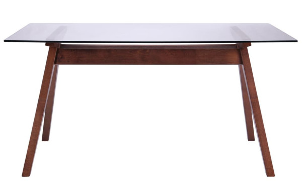 Обеденный стол AMF Эльба Орех светлый /Стекло прозрачное-1