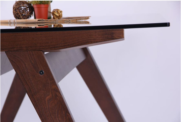 Обеденный стол AMF Эльба Орех светлый /Стекло прозрачное-5