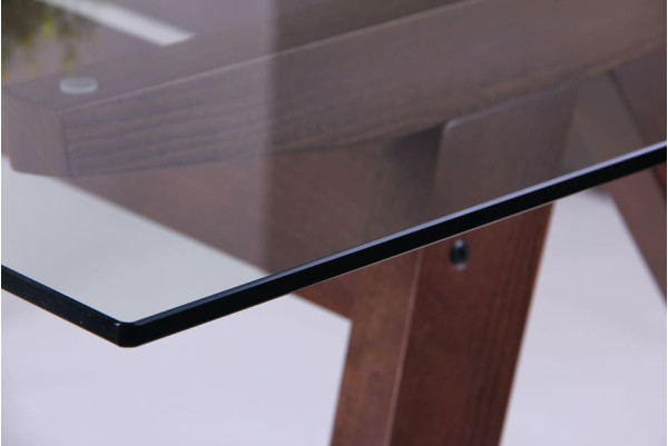 Обеденный стол AMF Эльба Орех светлый /Стекло прозрачное-6