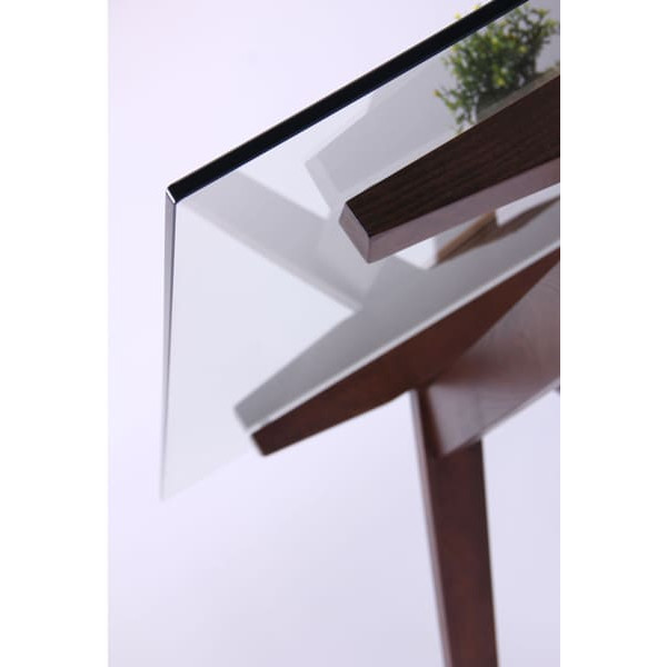 Обеденный стол AMF Эльба Орех светлый /Стекло прозрачное-7