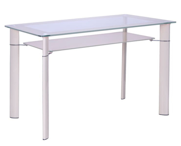 Обідній стіл AMF Одрі База вершковий/Скло вершкове-0