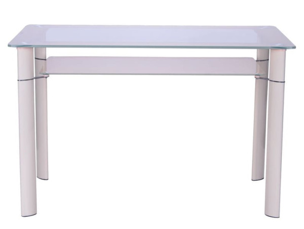 Обідній стіл AMF Одрі База вершковий/Скло вершкове-1