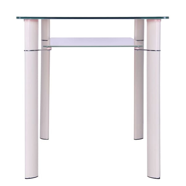 Обідній стіл AMF Одрі База вершковий/Скло вершкове-2