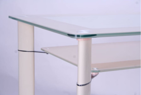 Обідній стіл AMF Одрі База вершковий/Скло вершкове-3