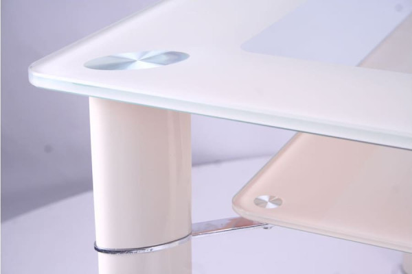 Обідній стіл AMF Одрі База вершковий/Скло вершкове-4