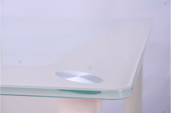 Обідній стіл AMF Одрі База вершковий/Скло вершкове-5