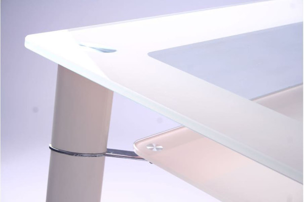 Обідній стіл AMF Одрі База вершковий/Скло вершкове-7