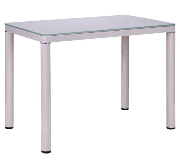 Обідній стіл AMF Ронда База вершковий/Скло бежеве-0