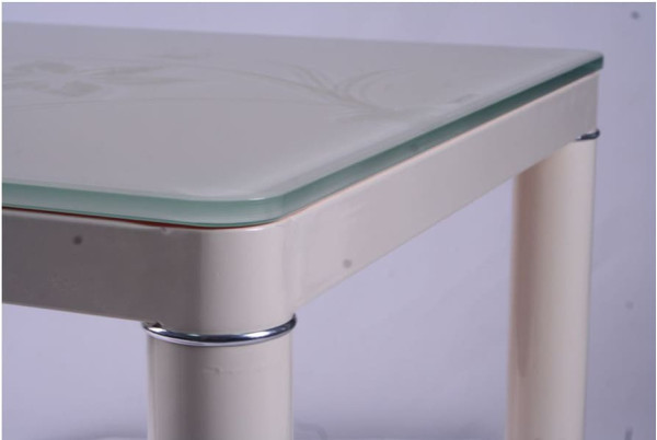 Обідній стіл AMF Ронда База вершковий/Скло бежеве-3