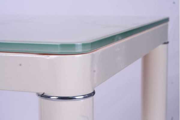 Обідній стіл AMF Ронда База вершковий/Скло бежеве-4