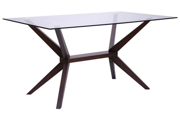 Обеденный стол AMF Темза Орех темный /Стекло прозрачное-0