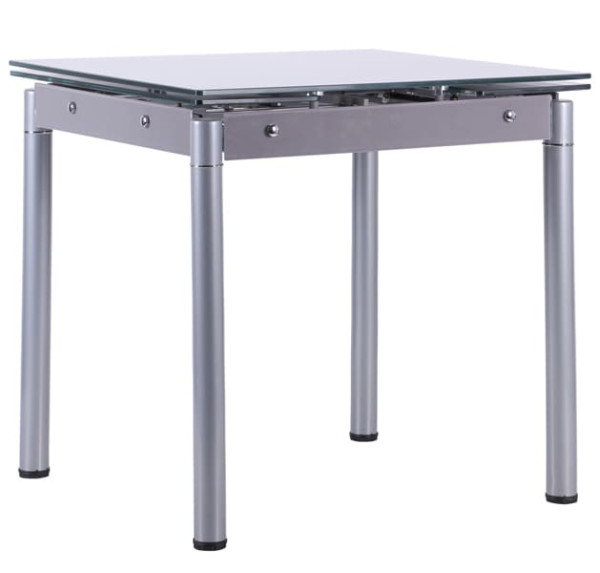 Розкладний обідній стіл AMF Челсі База сірий/Скло платина-0