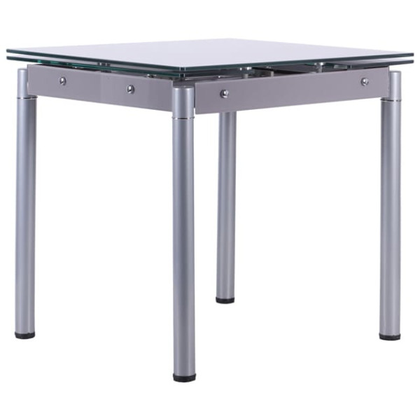 Розкладний обідній стіл AMF Челсі База сірий/Скло платина-1