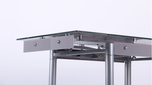 Розкладний обідній стіл AMF Челсі База сірий/Скло платина-10