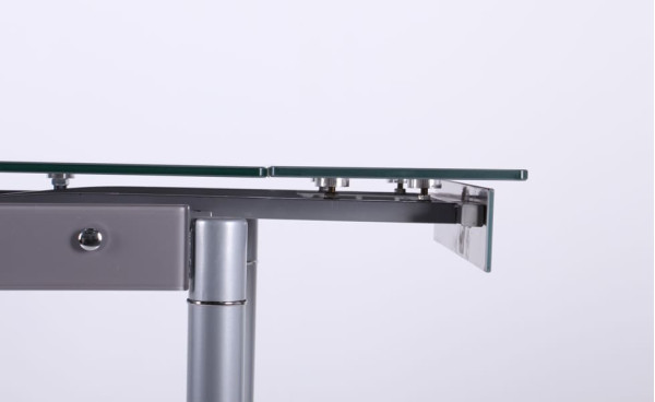 Розкладний обідній стіл AMF Челсі База сірий/Скло платина-11