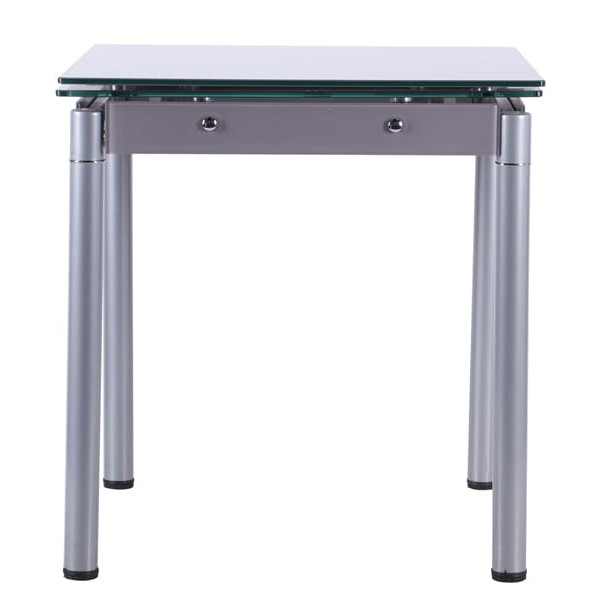 Розкладний обідній стіл AMF Челсі База сірий/Скло платина-2