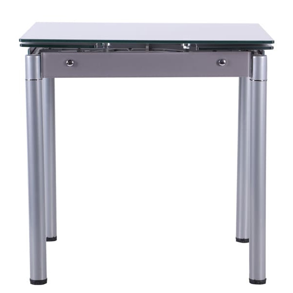 Розкладний обідній стіл AMF Челсі База сірий/Скло платина-3