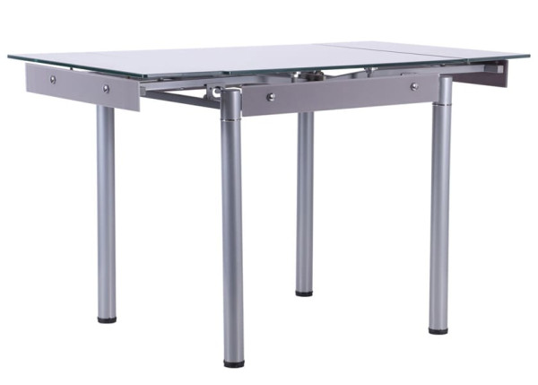Розкладний обідній стіл AMF Челсі База сірий/Скло платина-5