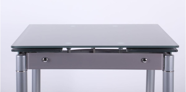 Розкладний обідній стіл AMF Челсі База сірий/Скло платина-6