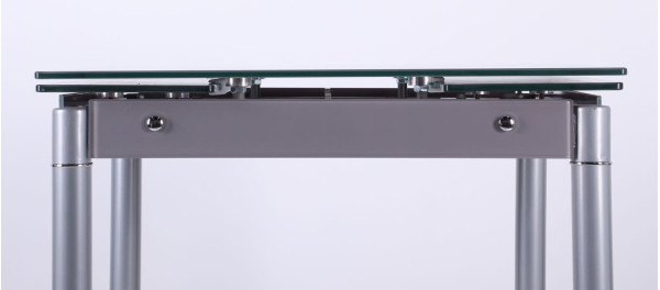 Розкладний обідній стіл AMF Челсі База сірий/Скло платина-7