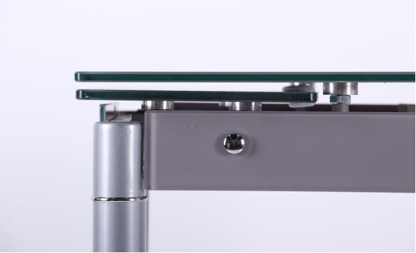 Розкладний обідній стіл AMF Челсі База сірий/Скло платина-8