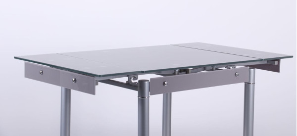 Розкладний обідній стіл AMF Челсі База сірий/Скло платина-9