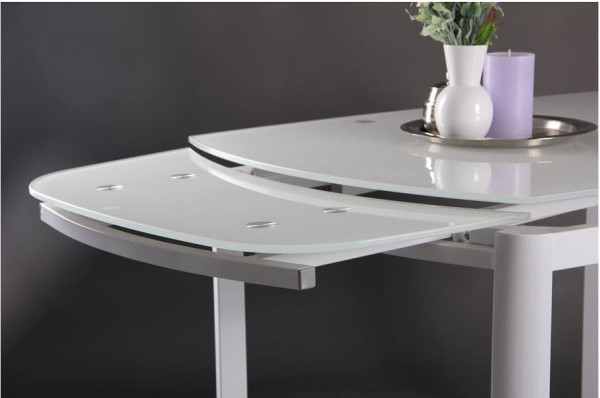 Розкладний обідній стіл AMF Кассандра База білий Скло-5