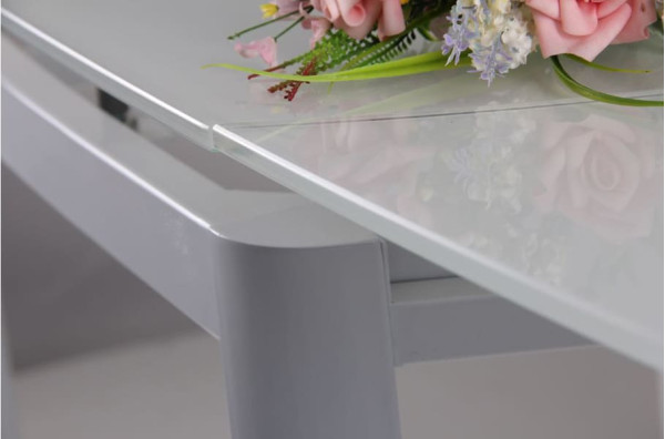 Розкладний обідній стіл AMF Кассандра База білий Скло-7