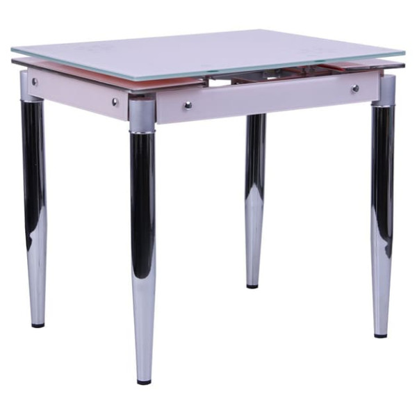 Розкладний обідній стіл AMF Медлін Хром Скло топлене молоко-0