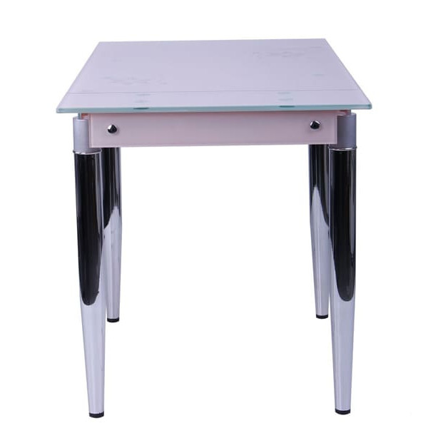 Розкладний обідній стіл AMF Медлін Хром Скло топлене молоко-2