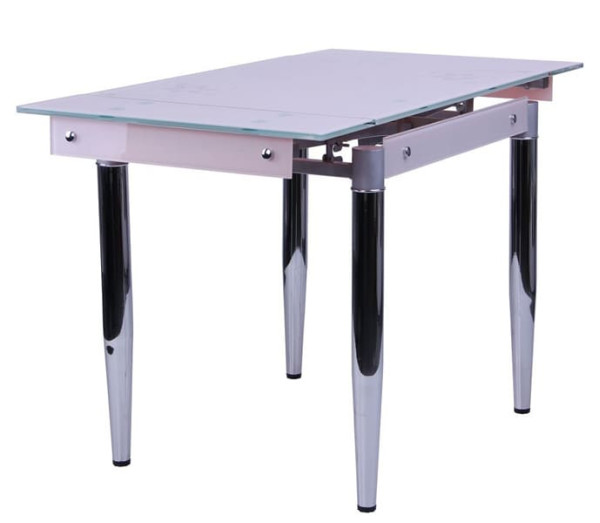 Розкладний обідній стіл AMF Медлін Хром Скло топлене молоко-4