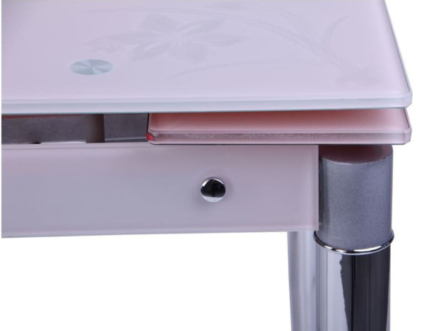 Розкладний обідній стіл AMF Медлін Хром Скло топлене молоко-5