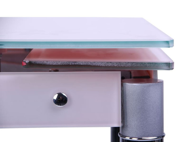 Розкладний обідній стіл AMF Медлін Хром Скло топлене молоко-6