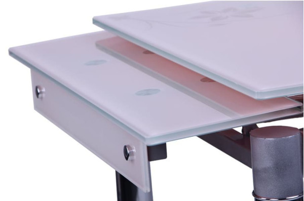 Розкладний обідній стіл AMF Медлін Хром Скло топлене молоко-7