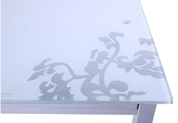 Розкладний обідній стіл AMF Мішель Білий - Скло з візерунком-7