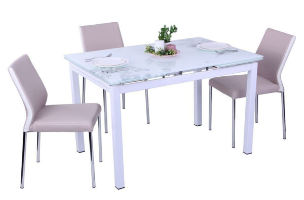 Розкладний обідній стіл AMF Мішель Білий - Скло з візерунком-8