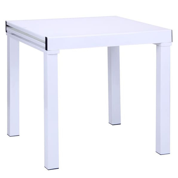 Розкладний обідній стіл AMF Пірей База білий/Скло білий-0