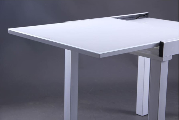 Розкладний обідній стіл AMF Пірей База білий/Скло білий-4