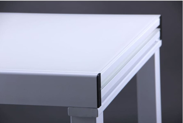 Розкладний обідній стіл AMF Пірей База білий/Скло білий-5