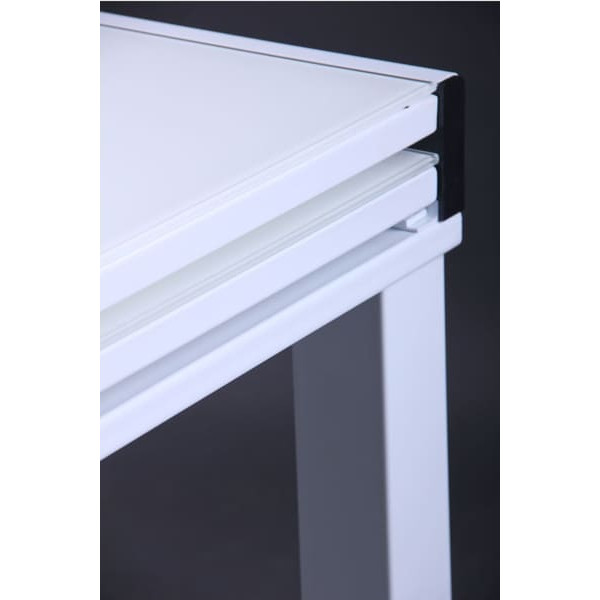 Розкладний обідній стіл AMF Пірей База білий/Скло білий-6