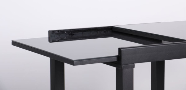 Розкладний обідній стіл AMF Пірей чорний/скло антрацит-10