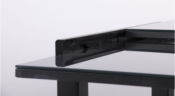 Розкладний обідній стіл AMF Пірей чорний/скло антрацит-11