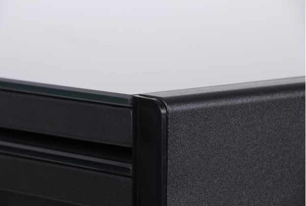 Розкладний обідній стіл AMF Пірей чорний/скло антрацит-16