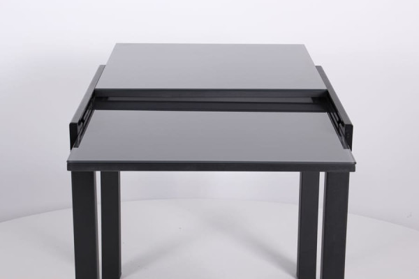 Розкладний обідній стіл AMF Пірей чорний/скло антрацит-9