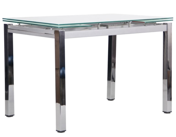 Розкладний обідній стіл AMF Сандро хром/Скло білий-0