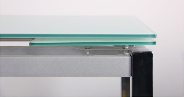 Розкладний обідній стіл AMF Сандро хром/Скло білий-9