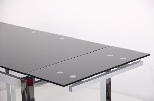 Раскладной обеденный стол AMF Сандро хром/Стекло черный-5
