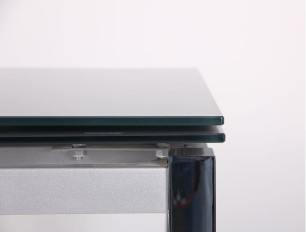 Розкладний обідній стіл AMF Сандро хром/Скло сірий-10